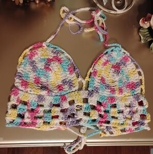 Colorful Crochet Halter Top